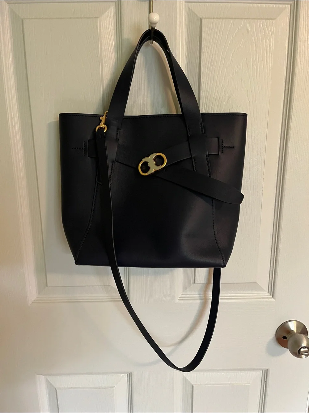 Tori Burch Gemini Link Navy Leather Bag